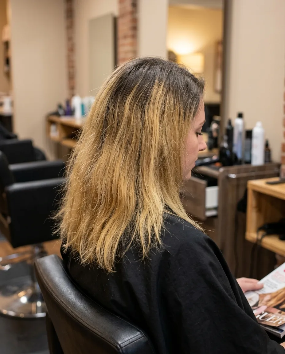 Dekoloryzacja i chłodny blond - efekt przed metamorfozą